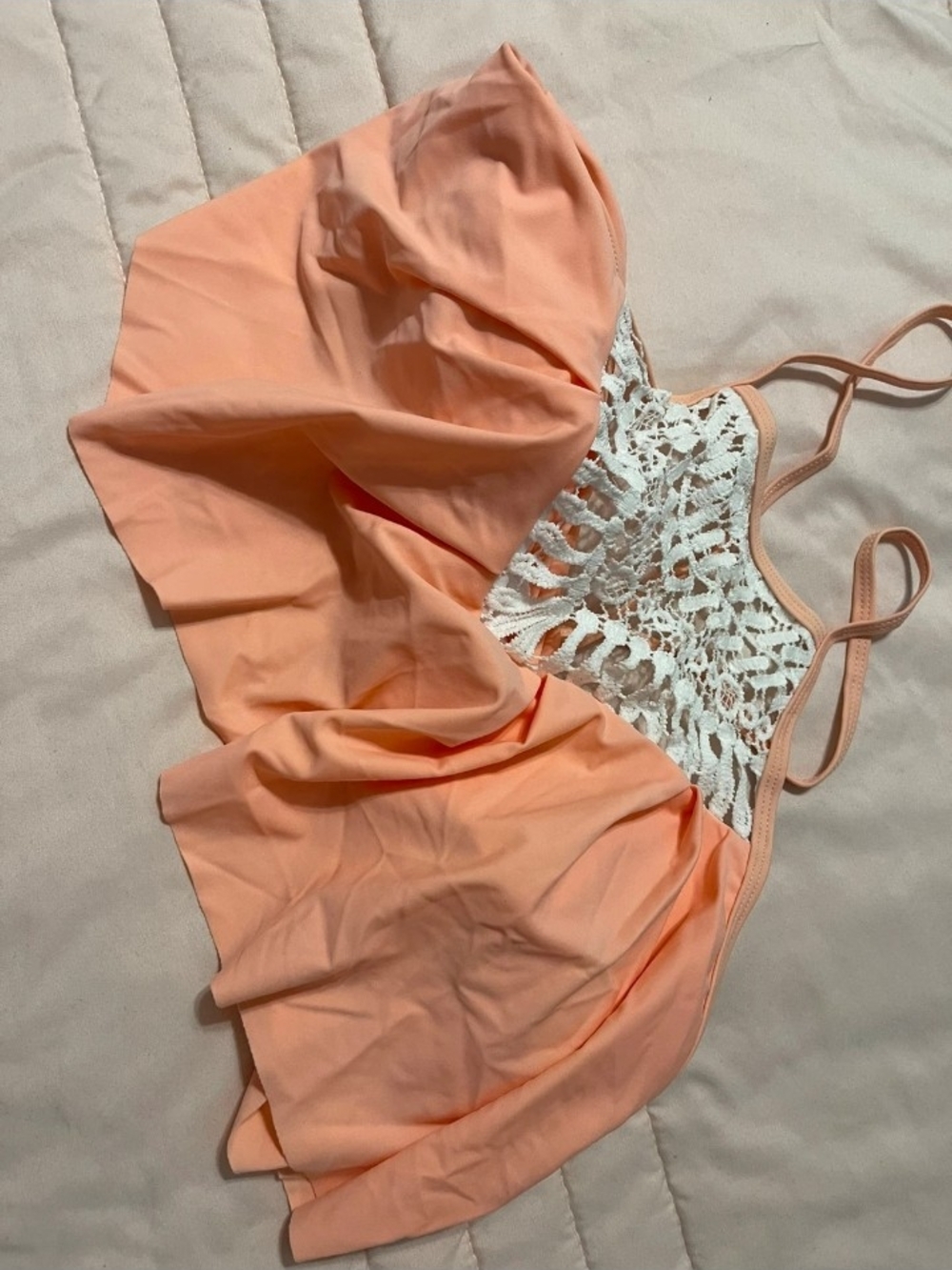 Peach Crochet Bustier Bathing Suit Bralette